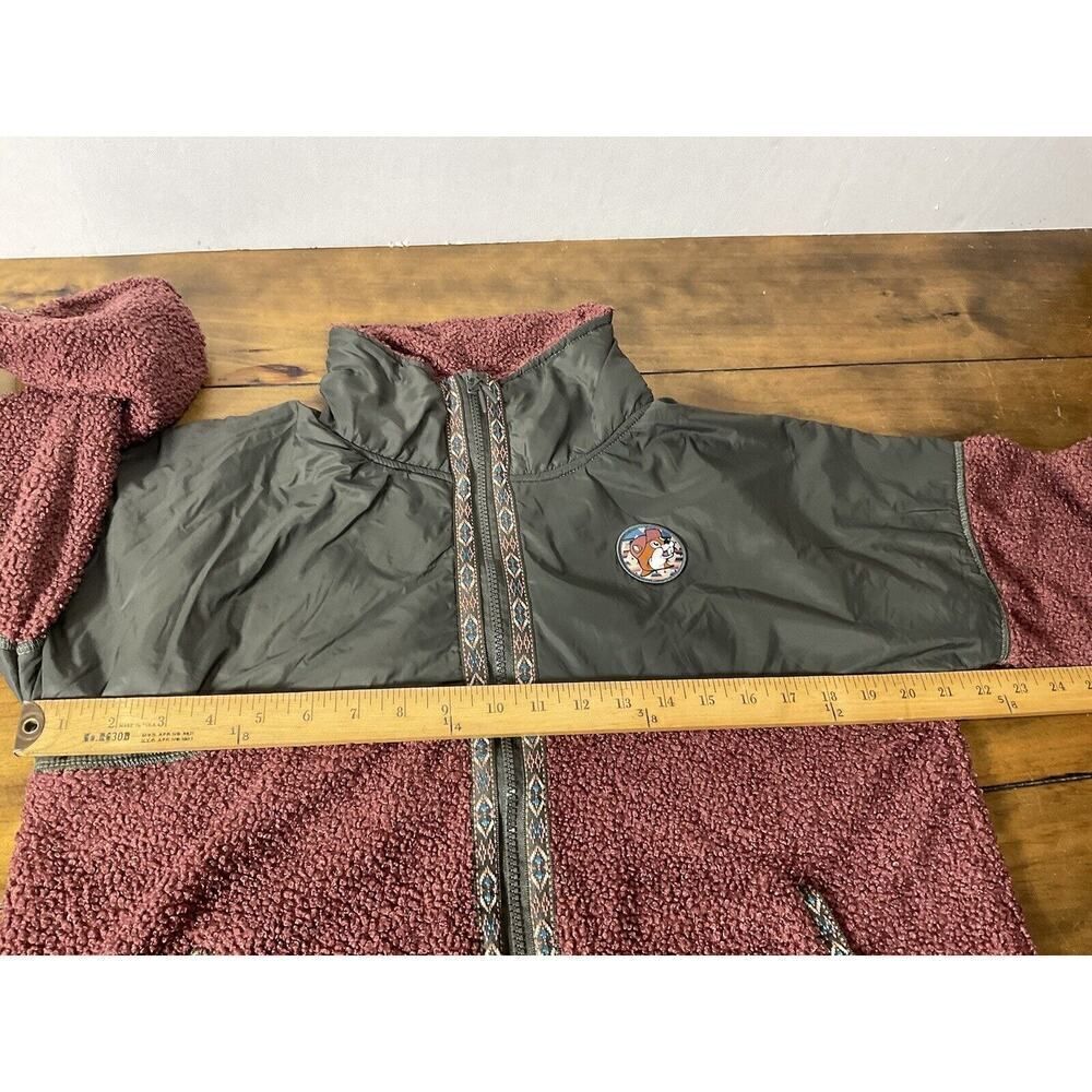 Buc-ee's Womens SmallJacket Aztec Tribal Burgundy Berber Fleece Full Zip Pockets - Picture 8 of 15